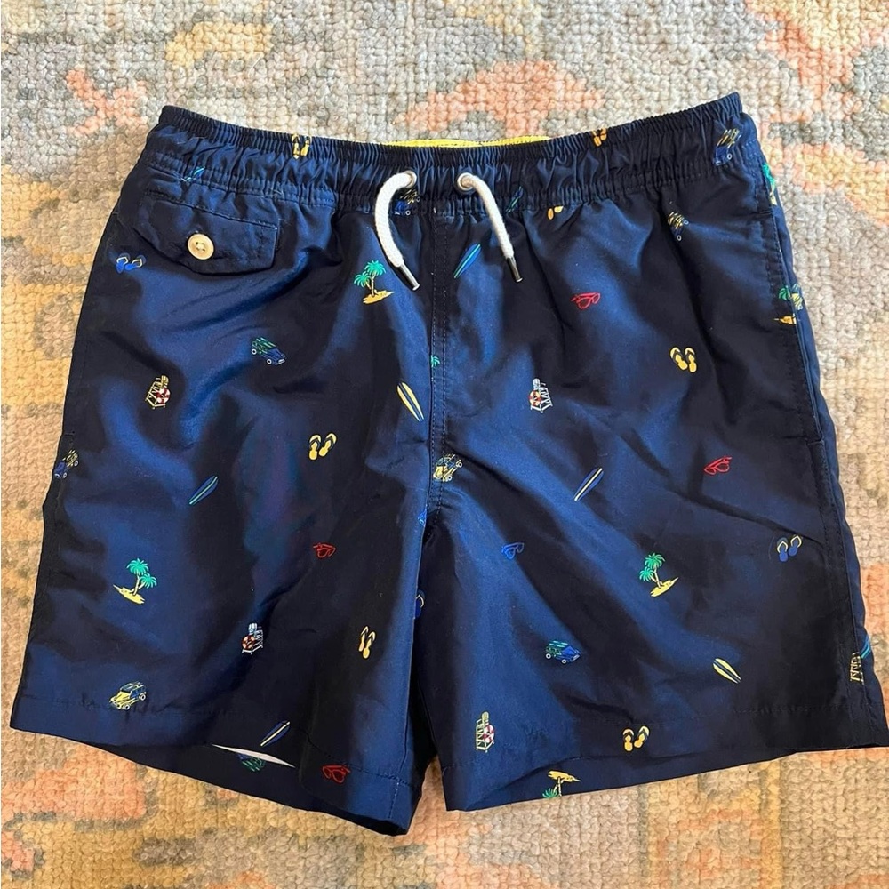 Brand new Polo Ralph Lauren fun navy print swim trunks size M (10-12)